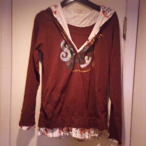 Annie USA 100% cotton double layered long sleeve hooded shirt L